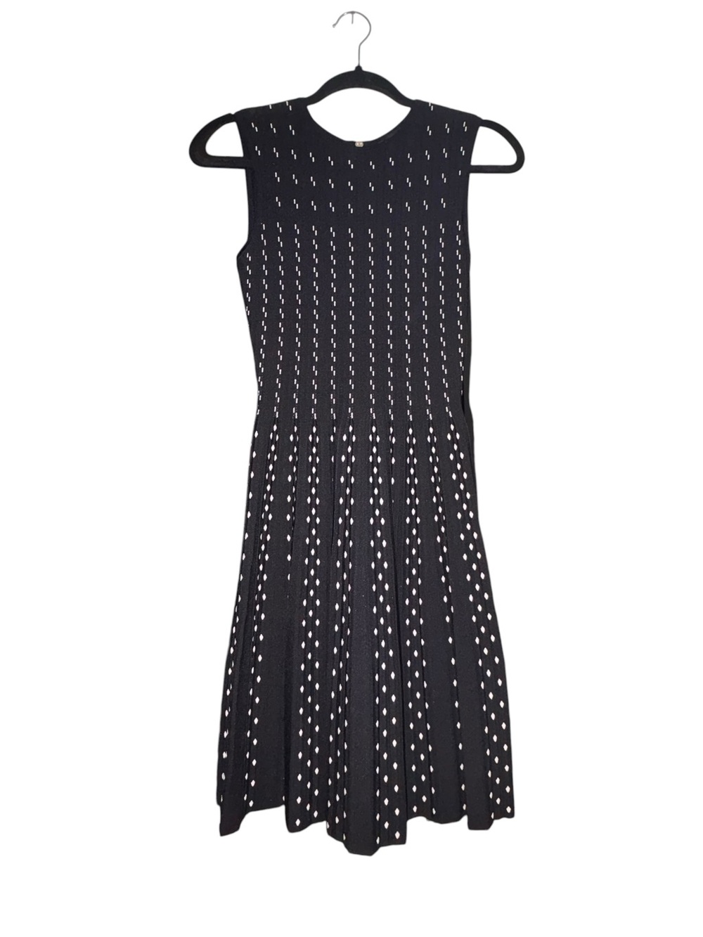 Ted Baker Black Sleeveless Timless Classic Pointelle Knit Knee Length Dress sz 2